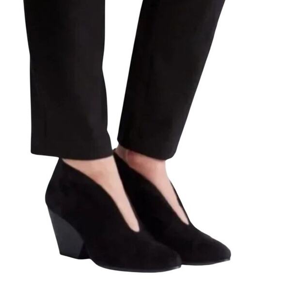 Eileen Fisher Inman Ankle Boots Black Suede Leather Women Sz 8 Career Witchy - Picture 1 of 16